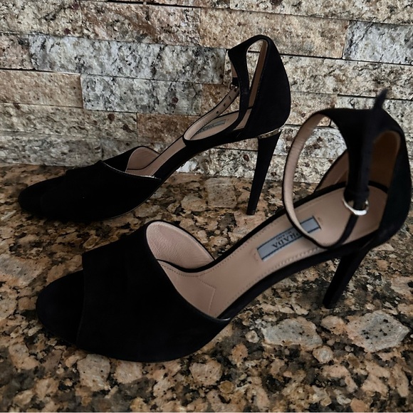 Prada Sued Ankle Strap Pump Sandals - Picture 5 of 11